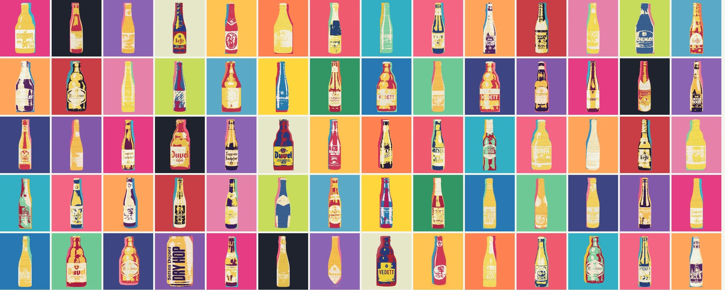 カラフルなベルギービールのイメージ