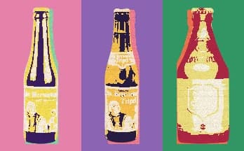ポップアート風のベルギービール瓶イラスト（醸造方法）