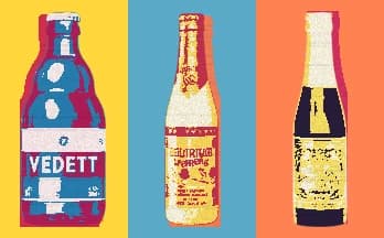 ポップアート風のベルギービール瓶イラスト（ランビック）