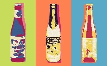 ポップアート風のベルギービール瓶イラスト（トラピスト）