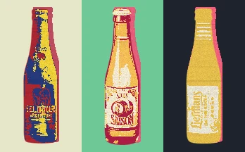 ポップアート風のベルギービール瓶イラスト(ベルジャンIPA)